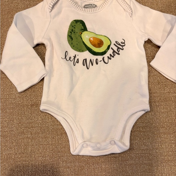 Mud Pie Other - Mud Pie White Bodysuit with Avocado Design